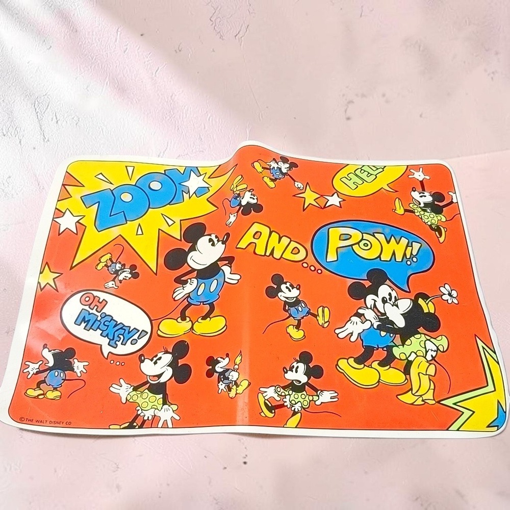 VTG 1980s Disney Mickey Minnie Mouse Comic Pop Art Vinyl Food Placemat 18x12 Red